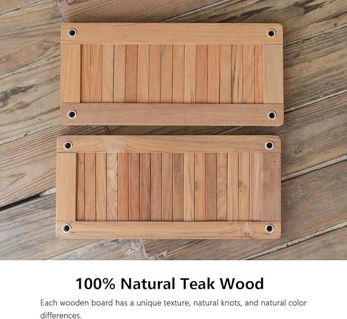Teak Wooden Swing, Outdoor Wood Tree Swing Seat for Kids or Adults for Backyard Columpio, Height Adjustable (19.8x9inch) by GreenHaven Gardens