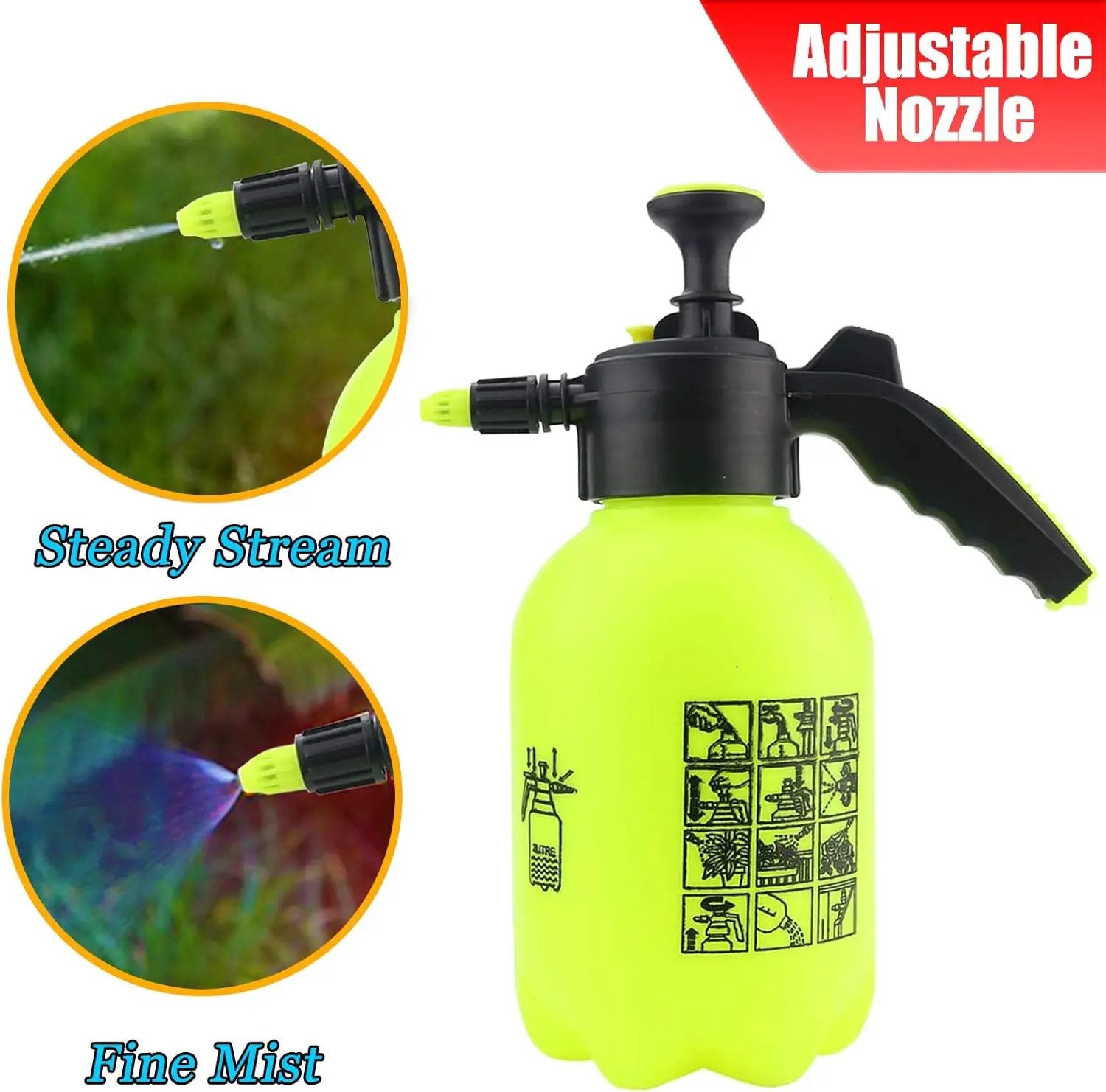 Sunnyglade Hand Held Garden Sprayer Portable Lawn Pressure Pump Sprayer Adjustable Nozzle Manual 1/2 Gallon by GreenHaven Gardens
