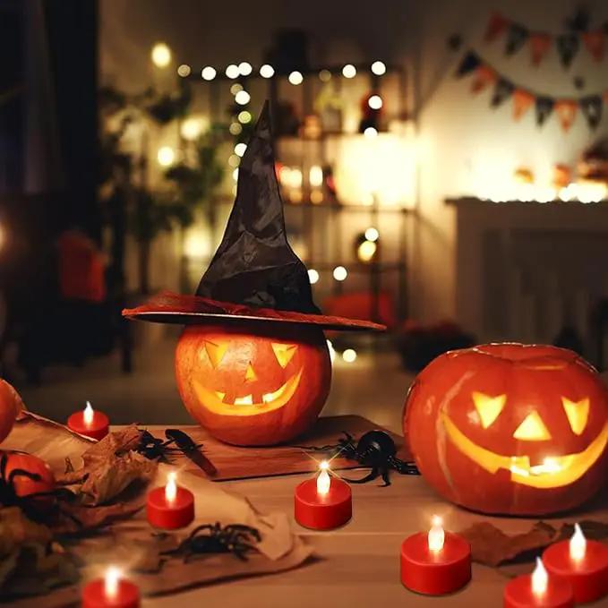 Tea Light Candles with Remote Control,50pack Flickering Flameless LED Candle,Long Lasting 400+Hours,Battery Operated with Timer for Home Decoration Seasonal &Festival Celebration Red by GreenHaven Gardens