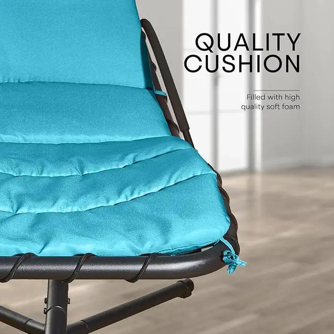 Weatherproof Replacement Cushion Pad and Umbrella for Hanging Lounge Chair Outdoor Chaise Hanging Hammock Chair - Long-Lasting, Fade-Resistant, Quick-Dry, Outdoor Lounge Replacement Set (Light Blue) by GreenHaven Gardens
