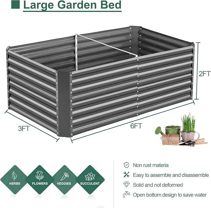Land Guard 6×3×2 ft Galvanized Raised Garden Bed Kit, Galvanized Planter Raised Garden Boxes Outdoor, Large Metal Raised Garden Beds for Vegetables(Grey)… by GreenHaven Gardens