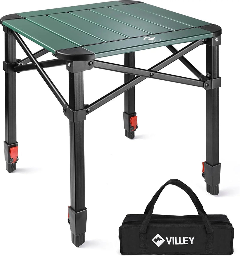 VILLEY Folding Camping Square Table with Carry Bag, Lightweight Aluminum Adjustable Square Table for Outdoor, Camping, Picnic, Backyards, BBQ (M) by GreenHaven Gardens