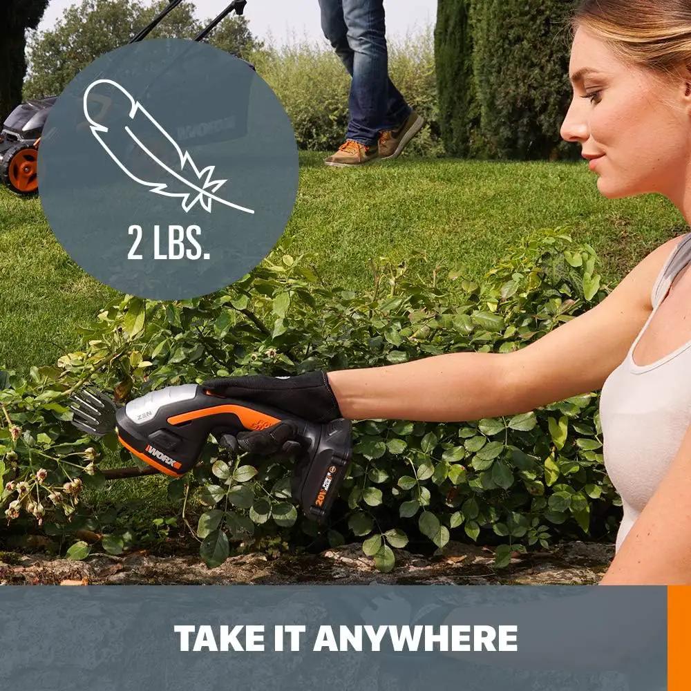 WORX WG801.9 20V 2 in 1 Cordless Hedge Trimmer, 4" Grass Shear & 8" Shrub Trimmer with 2 Blades, Battery & Charger Not Included by GreenHaven Gardens