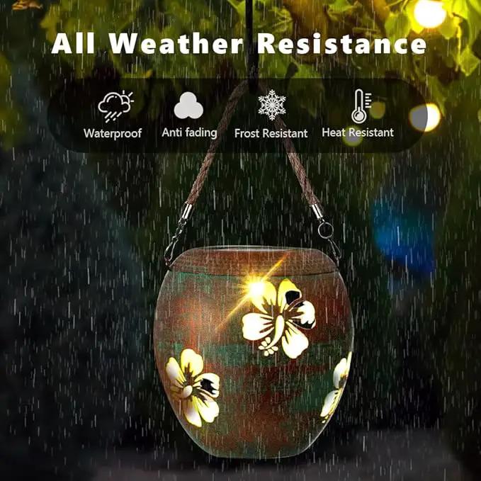 2 Pack Solar Lanterns Outdoor Hanging, Metal Table Solar Lanterns Outdoor Waterproof with Handle, LED Solar Lantern for Patio Lawn Tabletop Decor Christmas Gifts by GreenHaven Gardens