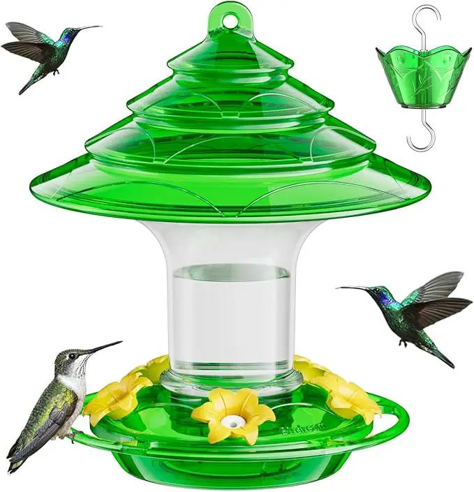 Birdream Hummingbird Feeder for Outdoors Hanging, 20oz Hummingbird Feeders with 5 Bee Guard Feeding Ports & Built-in Ant Moat Brush Leak-Proof for Outside Gifts for Women - Green by GreenHaven Gardens