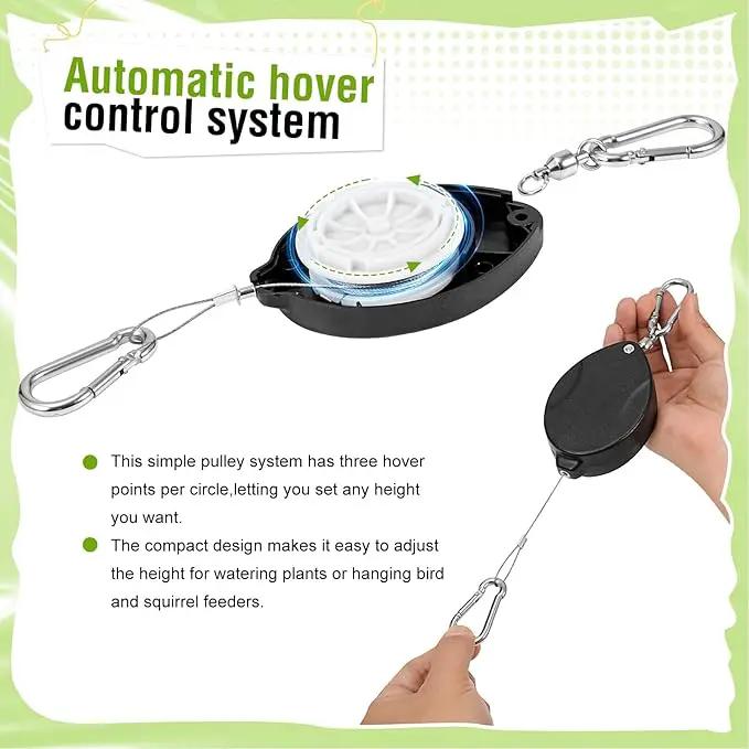 Plant Pulleys for Hanging Plants, Heavy Duty Retractable Hangers, 304 Stainless Steel Rope, Auto Plant Holder, Adjustable Climbing Hook for Garden Baskets Watering, or Bird Feeders (Black-6) by GreenHaven Gardens