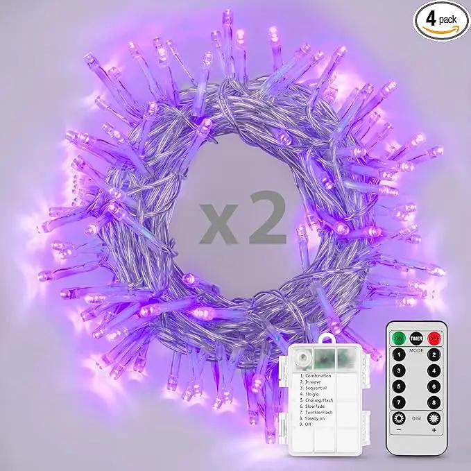 String Lights, 2 Pack Battery Operated String Lights with Remote Timer Waterproof 8 Modes String Lights for Bedroom,Garden,Party,Xmas Tree Indoor Outdoor Decorations (Purple, 16.4) by GreenHaven Gardens