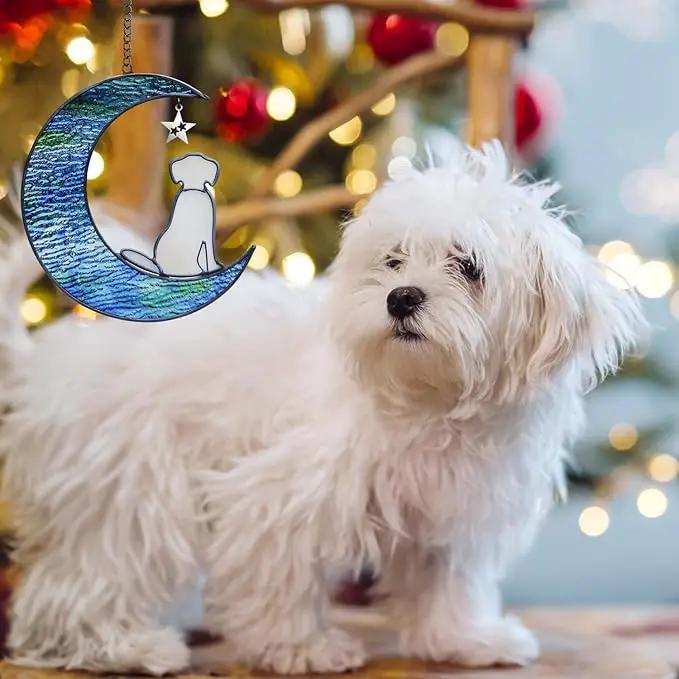 Stained Glass Dog Suncatcher Memorial Gifts for Loss of Dog,Window Hanging Decor Dog Suncatcher Sympathy Gift,Dog Ornaments Bereavement Gifts,Pet Loss Gifts,in Memory of Dog Passing Away Gifts by GreenHaven Gardens