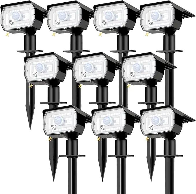 nipify 10 Pack Solar Lights Outdoor Waterproof, 3 Modes Motion Sensor Spot Lights,Solar Powered Spotlights 2-in-1 Auto On/Off Landscape Lighting for Outside Yard Wall Garden, Cool White by GreenHaven Gardens