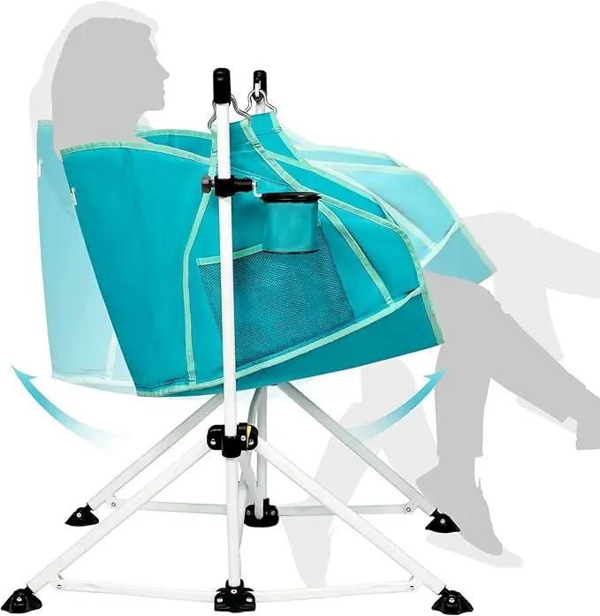 Portal Hammock Camping Chair Folding Rocking Chair Portable Swinging Chair with Cup Holder for Outdoor Lawn Backyard Patio Car Camp Sports Concerts,Support 350 lbs Blue by GreenHaven Gardens