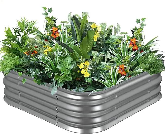 Raised Garden Bed, 2×2×1ft Galvanized Steel Planter Boxes, Heavy Duty Outdoor Raised Garden Bed Planter Kit for Gardening, Rustproof Garden Beds for Vegetables, Fruits, Flower Grow by GreenHaven Gardens