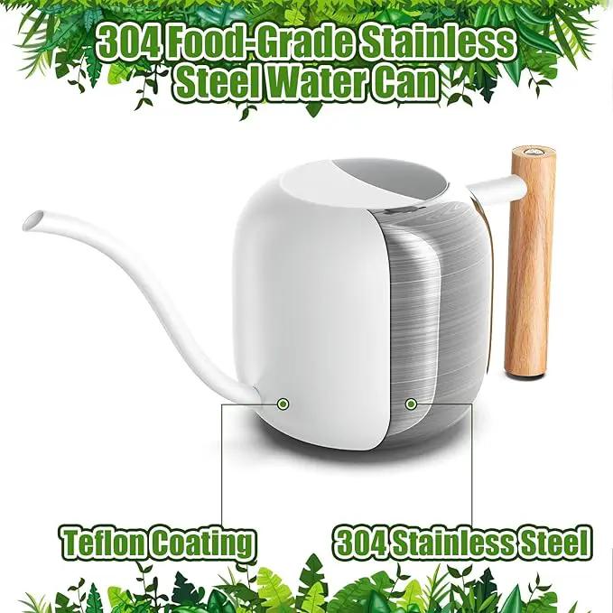 Green Moon Water Can Indoor Plant White 1.2L/41oz with Long Spout Small Water Can Metal Watering Can Pot for Indoor House Plant Bonsai Outdoor Garden Flowers Decorative by GreenHaven Gardens