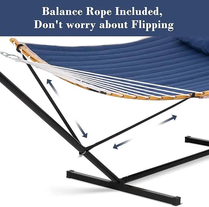 SUNCREAT Portable Outdoor Hammock with Stand, Heavy Duty Hammock with Carrying Bag, Soft Pillow, Balance Ropes, Dark Blue by GreenHaven Gardens