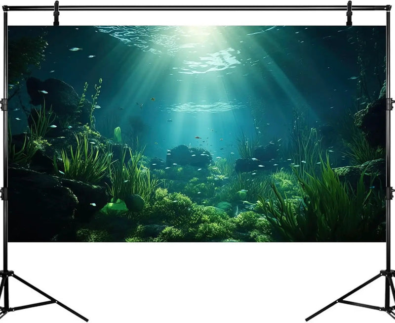 Underwater Fish Tank Background Under The Sea Aquarium Background Ocean Floor Aquatic Plants Fish Tank Backgrounds Deep Sea Sunray Tropical Aquarium Fish Reptile Tank Backgrounds 72x24in by GreenHaven Gardens