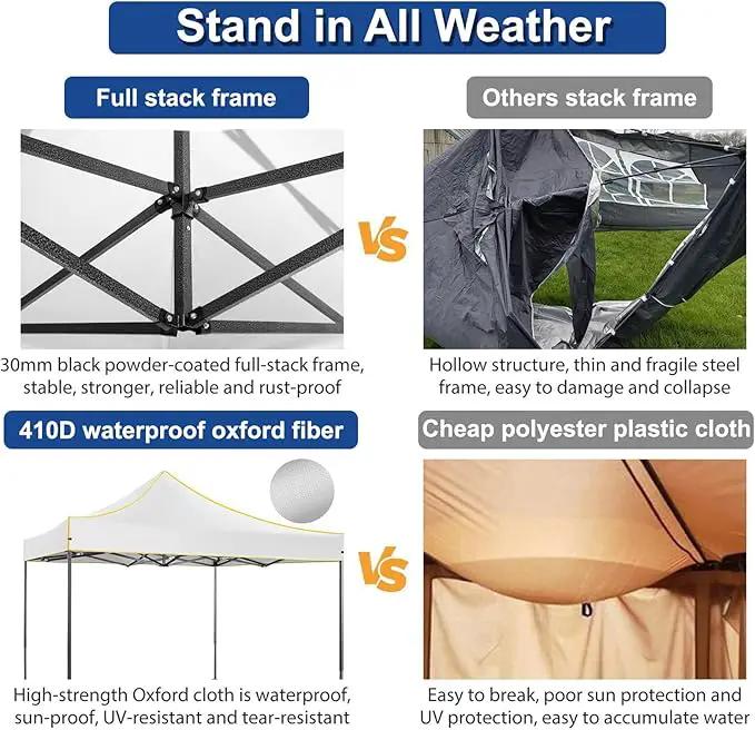 COBIZI 10x10 Heavy Duty Pop up Canopy Tent with 4 Removable Sidewalls, Ez Pop up Canopy with Portable Bag, Commercial Gazebo Waterproof Sunshade for All Weather Party Camp Stall Patio by GreenHaven Gardens