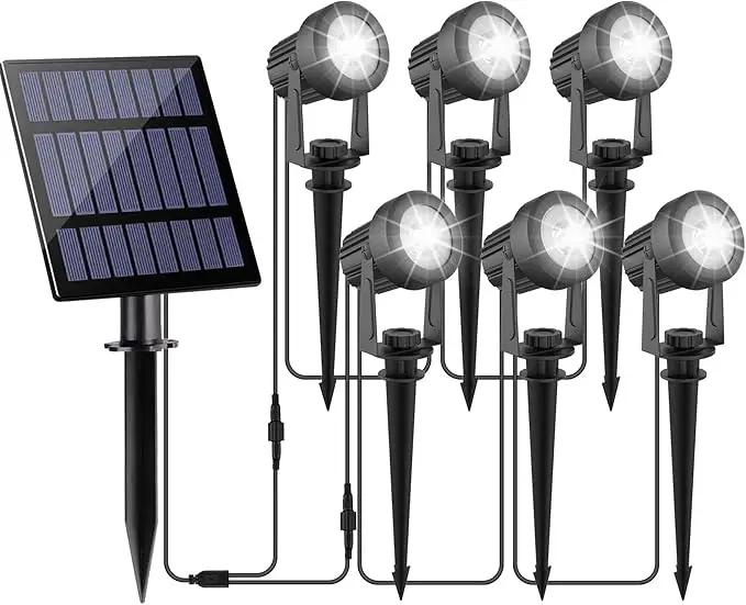 Solar Spot Lights Outdoor, Solar Landscape Spotlights IP65 Waterproof 9.8ft Cable, Dusk to Dawn Solar Uplights for Tree Garden Yard Driveway Porch Walkway Pool (6-in-1, 6000K Cold White) by GreenHaven Gardens