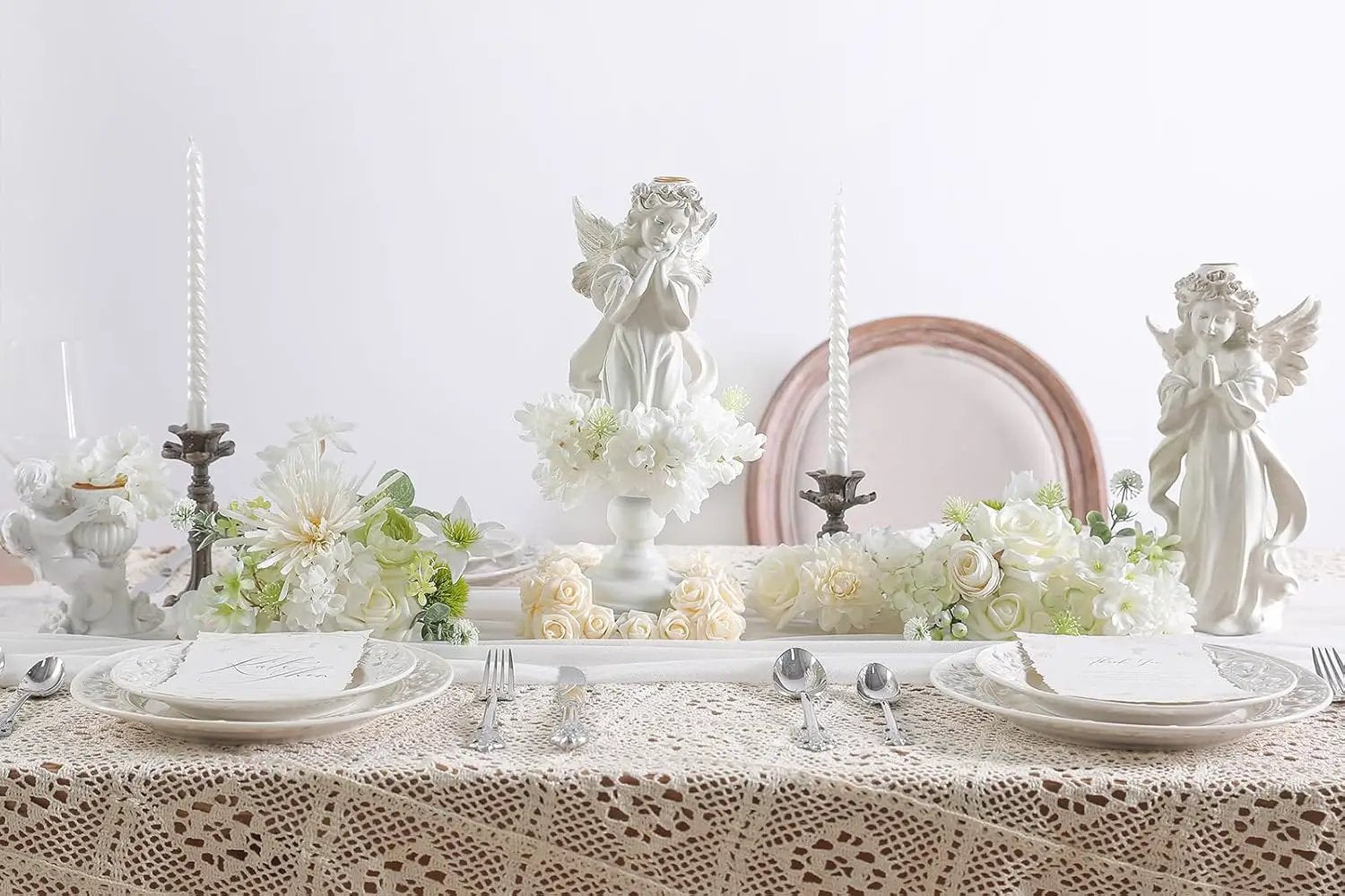 White Artificial Flower Box Set Silk Fake Flowers for DIY Centerpieces Cake Decorations, Wedding Bouquets, Boutonnieres, Home Decor (White Green) by GreenHaven Gardens