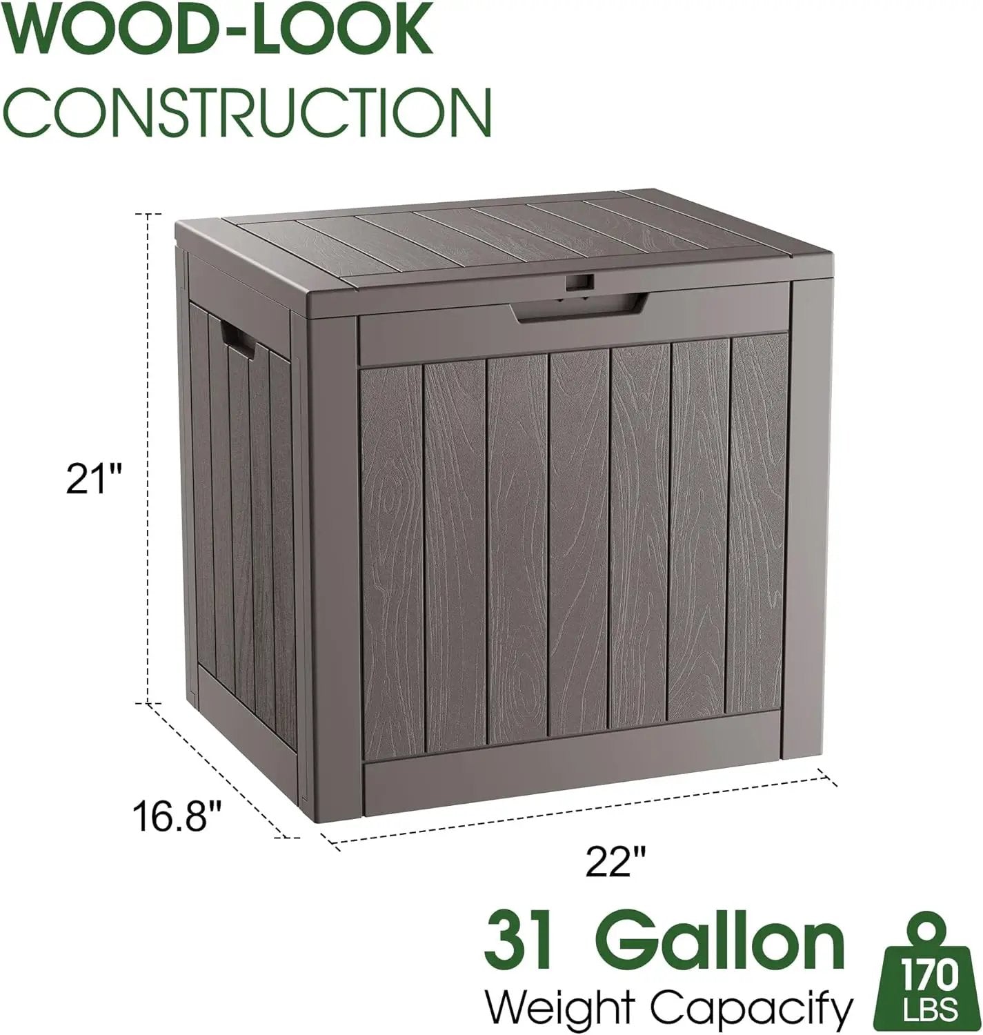 KAMABOKO 32 Gallon Outdoor Storage Box 2 Pack All-Weather Deck Box for Patio Furniture, Package Deliveries, Garden Tools, Pool Supplies & Cushions, Grey by GreenHaven Gardens