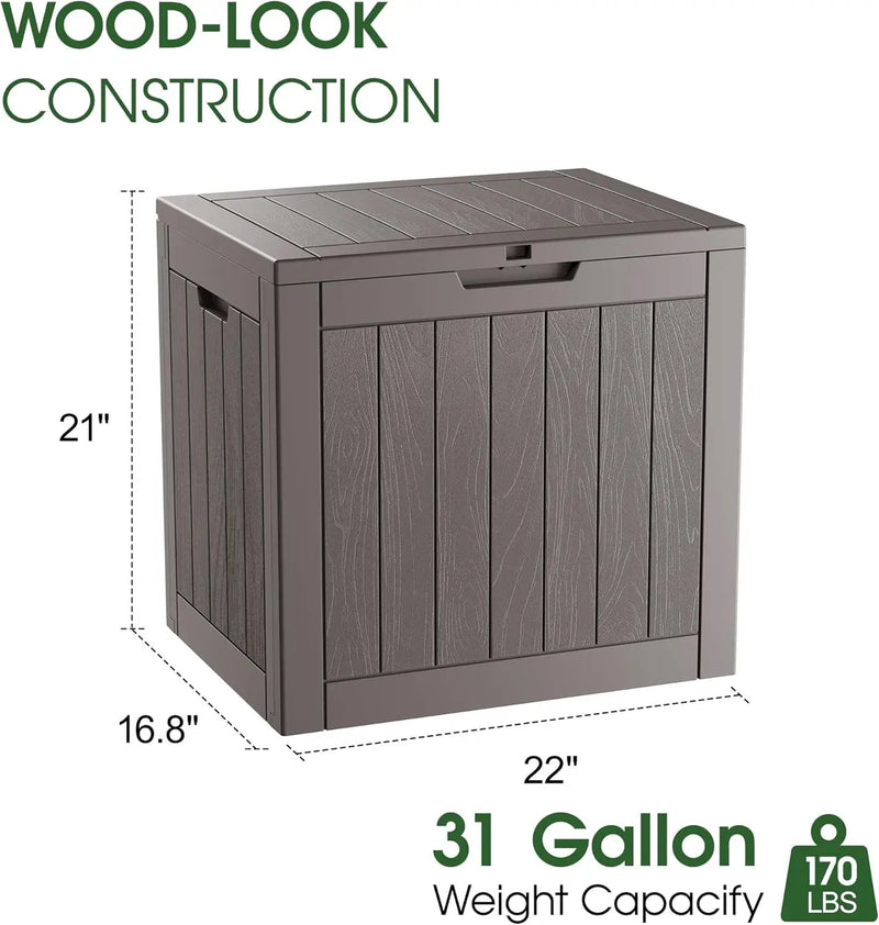 KAMABOKO 32 Gallon Outdoor Storage Box 2 Pack All-Weather Deck Box for Patio Furniture, Package Deliveries, Garden Tools, Pool Supplies & Cushions, Grey by GreenHaven Gardens