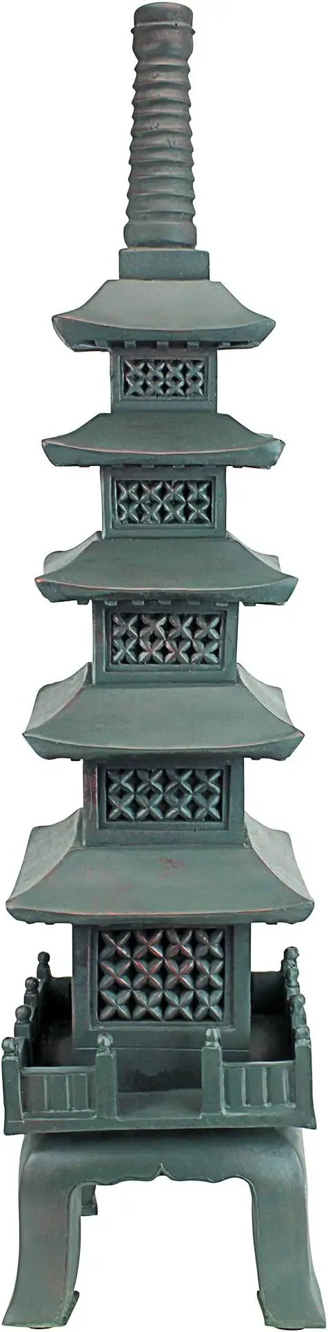 Design Toscano Nara Temple Pagoda Asian Decor Garden Statue, Large 28 Inch Tall, Cast Stone Resin, Verdigris Green Bronze Finish by GreenHaven Gardens