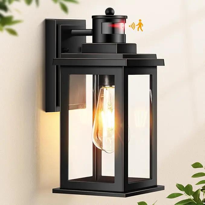 VIANIS Motion Sensor Porch Light, Black Outdoor House Lights Dusk to Dawn, Waterproof Outdoor Light Fixtures Lantern for Garage, Porch, House, Patio, Doorway,Weather Resistant,Hardwired, Non-Solar by GreenHaven Gardens