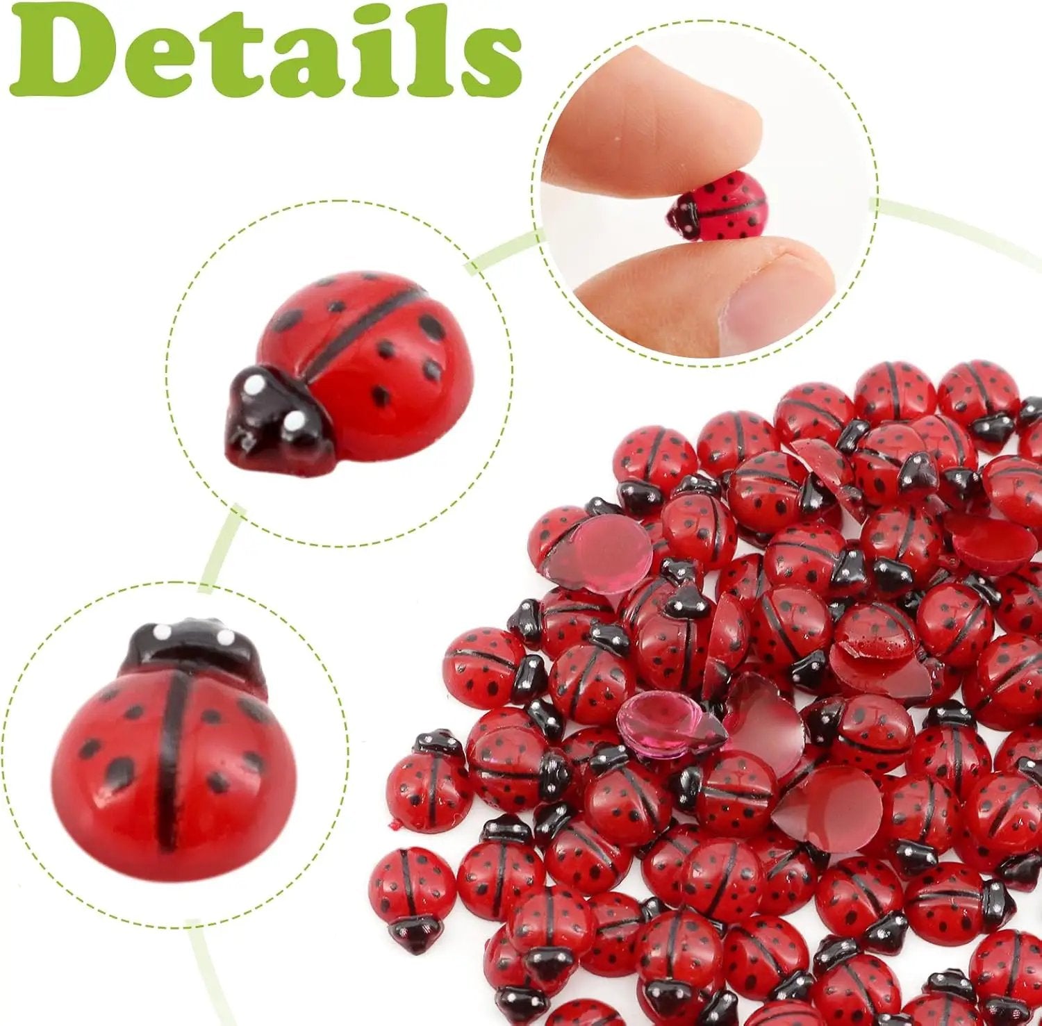 120PCS Mini Luminous Ladybug, Tiny Resin Ladybug Miniature Figurines, Glow in Dark Animals for Fairy Garden Dollhouse Micro Landscape Decor by GreenHaven Gardens