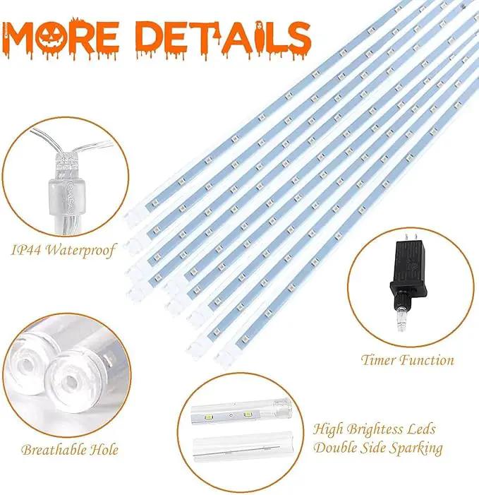 Outdoor Halloween Lights, 2-Pack Meteor Shower Lights Outdoor Waterproof, Total 432 LED 18 Tubes Snow Cascading String Lights Plug in for Party Garden Halloween Decorations (Orange Purple and Green) by GreenHaven Gardens