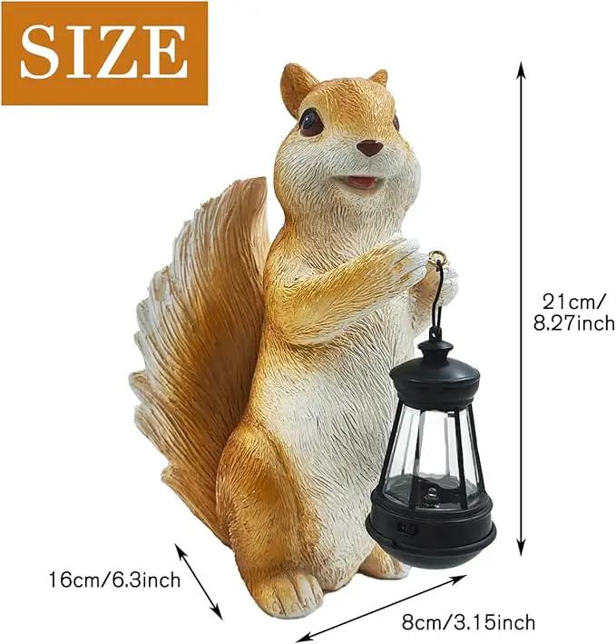 Solar Garden Squirrel Decor Statue Fairy Garden Accessories Outdoor Figurine LED Lights Art Housewarming Gift for Patio Yard Lawn Ornament Cute Animal Decoration by GreenHaven Gardens