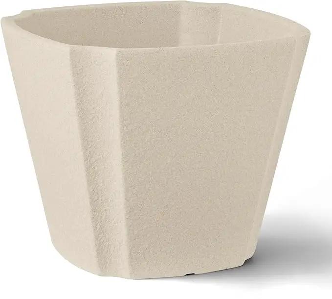 ARBORA 20" Monaco Square Polyresin Indoor and Outdoor Planter with Classic Cream Finish - Durable, Weatherproof, Lightweight, Large Plant Pot for Patio, Garden, Deck, Entryway by GreenHaven Gardens
