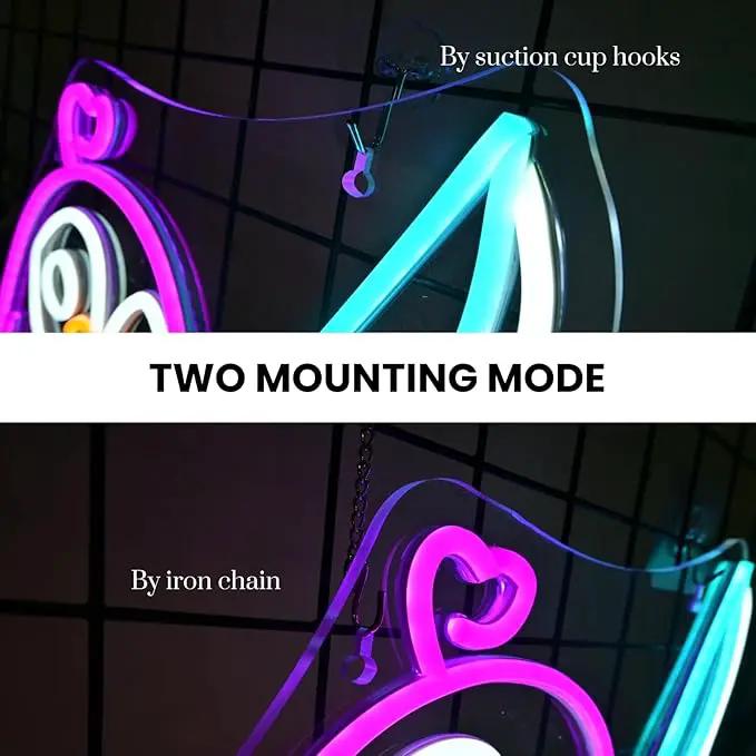 Penguin Neon Sign Dimmable Penguin Knife Neon Signs for Wall Decor LED USB Powered Cute Anime Neon Light Sign For Boys Bedroom Room Garden Party Restaurant Home Decoration Birthday Gifts by GreenHaven Gardens
