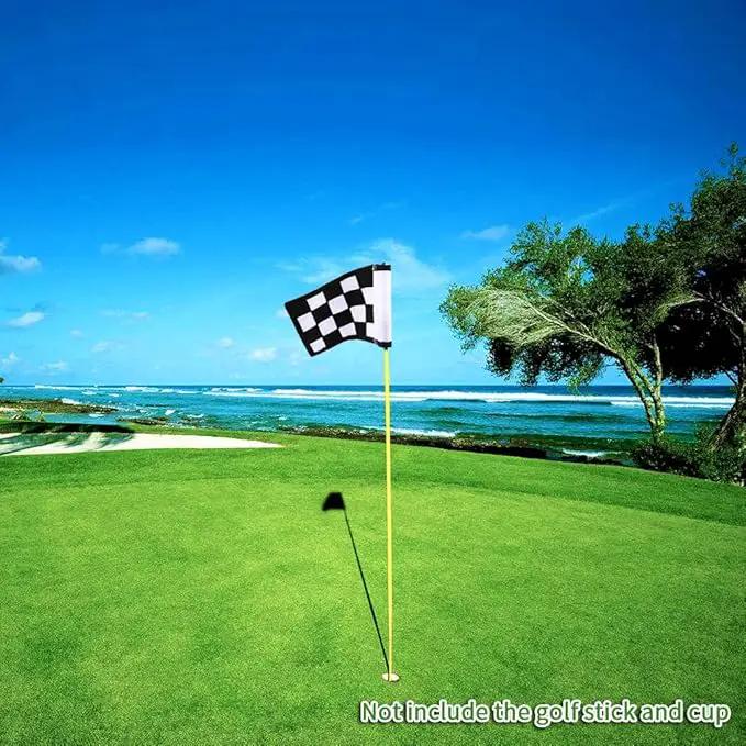 Golf Flag, Green Putting Green Flag,Solid Nylon and Checkered Training Flags for Indoor Outdoor Backyard Garden, Portable Golf Target Flags,8.7 * 6 inch (White-Black) by GreenHaven Gardens