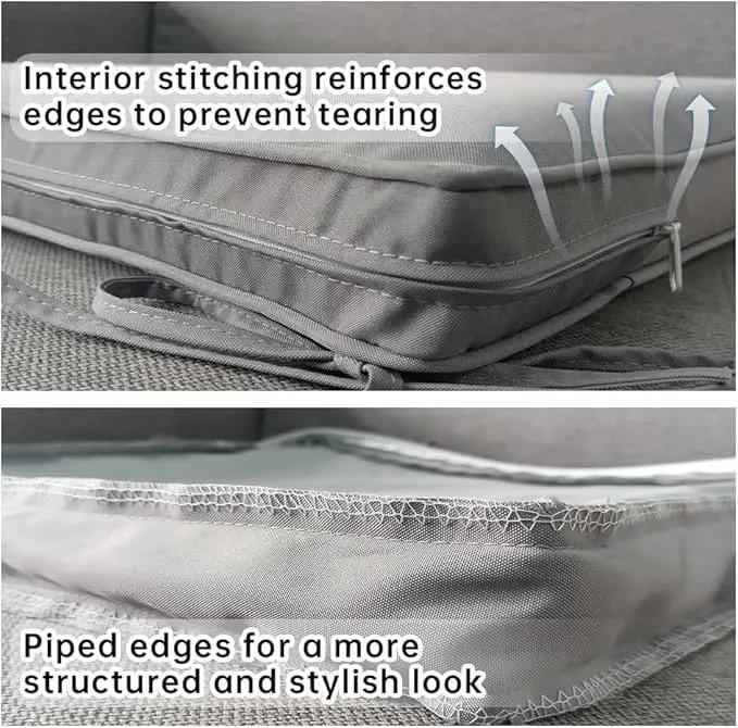 3-Pack Outdoor Patio Furniture Replacement Cushions Set–High-Elastic Sponge Cushions Fit 4-Piece Wicker Rattan Sofa, Loveseat & Chairs, 36x18x2 & 18x18x2, Waterproof, Fade-Resistant (Light gray) by GreenHaven Gardens