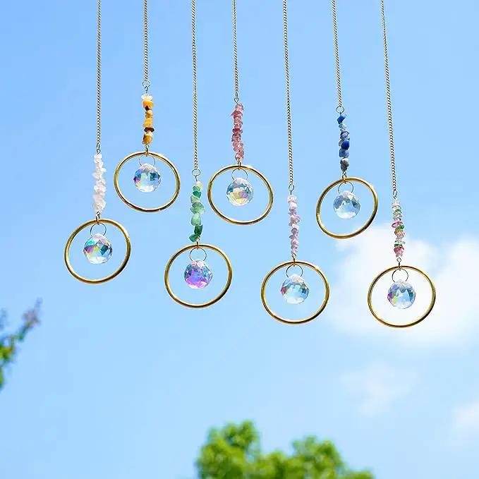 7PCS Crystal Suncatchers Rainbow Maker Healing Crystals for Window Prism Balls Indoor Outdoor Hanging Ornament Pendant Decor for Home, Garden, Wedding, Christmas by GreenHaven Gardens