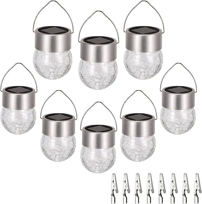 SUNWIND Hanging Solar Ball Lights Outdoor - 8 Pack Cracked Glass Decorative Garden Lights Waterproof Solar Lanterns for Yard, Patio, Fence, Tree, or Holiday Decoration(White) by GreenHaven Gardens