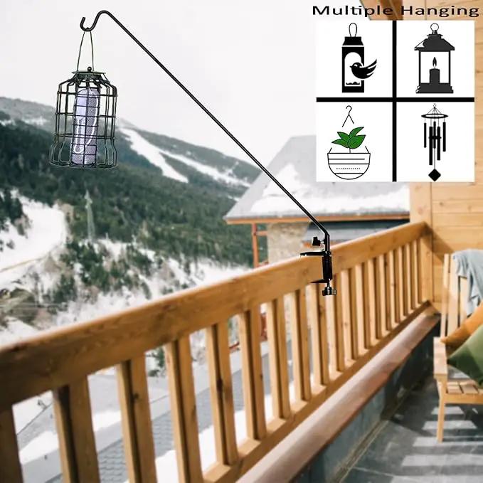 Ashman Deck Hook (2 Pack, 49-Inch Deck Hook), Double Forged Solid Metal Single Piece Rod, Ideal for Bird Feeders, Plant Hangers, Coconut Shell Hanging Baskets, and Lanterns. by GreenHaven Gardens