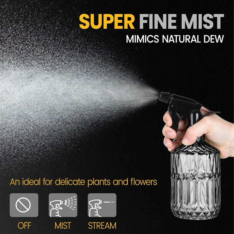 Plant Mister Spray Bottle, 13.5 oz Leak Proof Glass Spray Bottle for Inside Plants, Succulents, Herbs, Cleaning, Hair Care, Refillable Fine Mist Sprayer with Adjustable Mist Nozzle (Grey) by GreenHaven Gardens