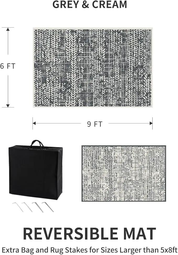 MontVoo Outdoor Rug Waterproof-Patio Rug Mat 6x9 Outdoor Carpet Reversible RV Camping Picnic Plastic Straw Rug Outside Outdoor Area Rug for Balcony Deck Backyard Patio Decor Boho Modern Abstract by GreenHaven Gardens