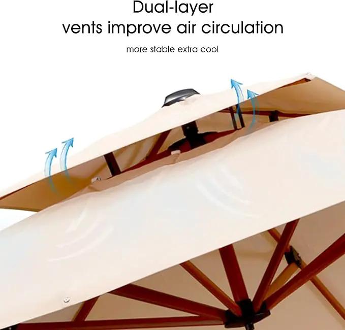 PURPLE LEAF Patio Umbrella with Base Outdoor Square Umbrella Large Cantilever Umbrella Windproof Offset Umbrella Heavy Duty Sun Umbrella for Garden Deck Pool Patio, 9ft Beige by GreenHaven Gardens