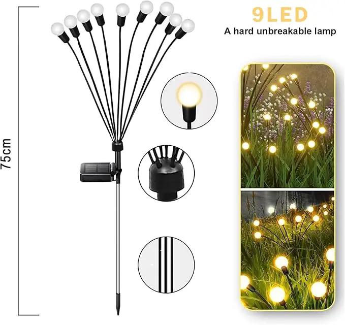 SOLARBABY Solar Garden Lights New Upgraded Solar Swaying Light Sway by Wind Solar Firefly Lights Outdoor Waterproof for Landscape Pathway Patio Yard Walkway Decoration Warm White by GreenHaven Gardens