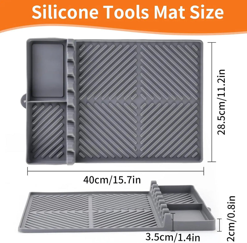 Griddle Mat Barbeque Grill Accessories Tools for Blackstone, Side Shelf Mat Grill Pad for Outdoor Grill Kitchen Counter Spatula Silicone Mat with Drip Pad for Kitchen, Cooking, Countertop (Grey) by GreenHaven Gardens