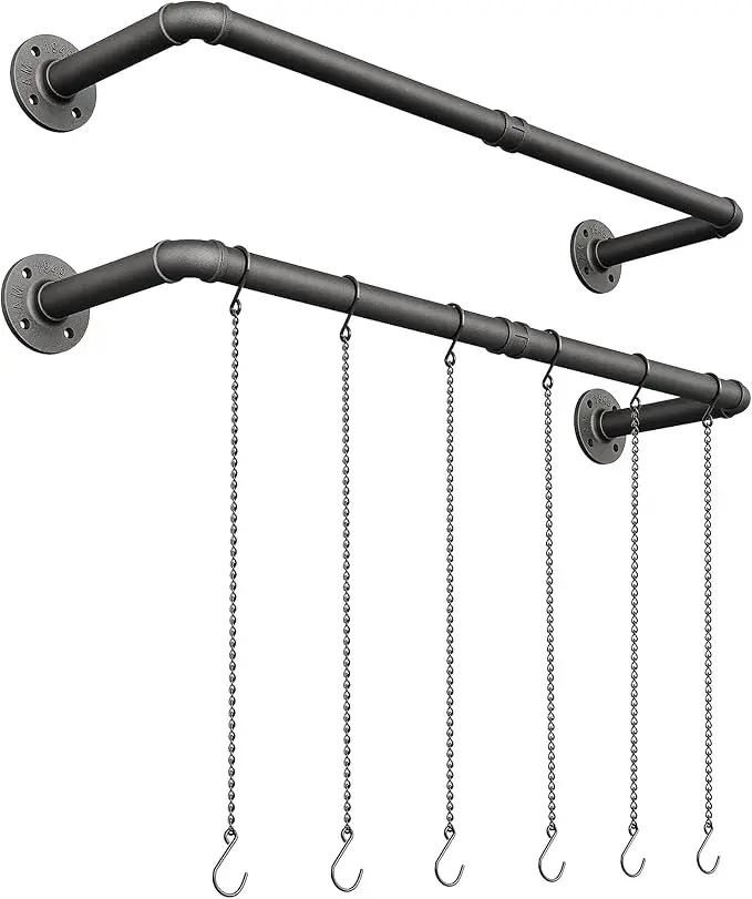 Plant Hanger Indoor, 2 Pack Hanging Planters Rod for Indoor Plants with 6 Hanging Chains, Wall Plant Hanging Rod for Window Ceiling, 38.2 Inch, Metal/Black, Pots Not Included… by GreenHaven Gardens
