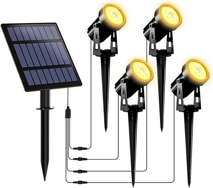 T-SUNUS Solar Garden Spotlight Outdoor, 4-in-1 Solar Spot Lights IP65 Waterproof 9.8ft Cable, 5W Separated Solar Panel, Auto On/Off for Tree Patio Yard Driveway Pathway Pool Area(Warm White 3000K) by GreenHaven Gardens