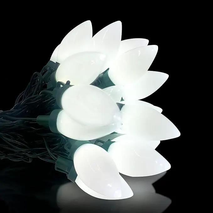 C9 Christmas Lights Outdoor 50 LED Cold White Strawberry Waterproof String Lights Xmas Tree Indoor Decoration Plug in 34.5 Feet Used for Home Festive Courtyard Patio Garden(Cold White) by GreenHaven Gardens