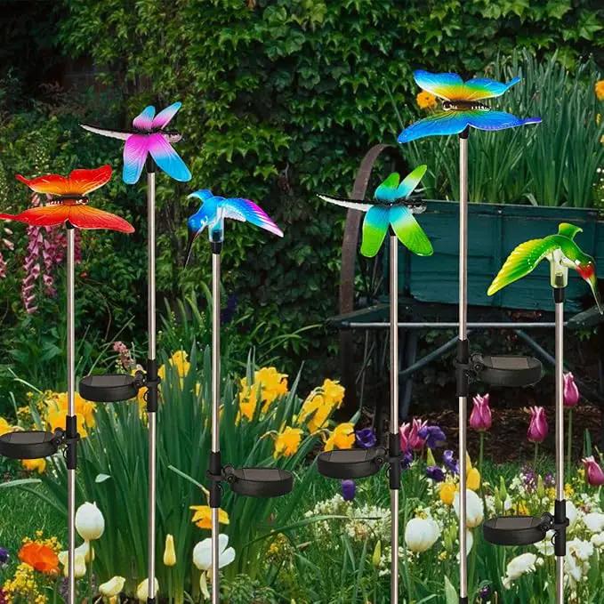 EiGreen 6 Pack Solar Garden Stake Lights Outdoor, Yard Figurine Stake Light, Flower Hummingbird Dragonfly Butterfly for Patio Yard Pathway Decoration (Garden) by GreenHaven Gardens