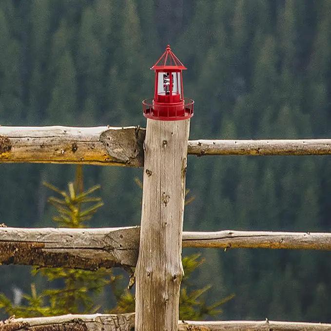 Operitacx Solar Powered Rotating Lighthouse Lamp - Waterproof Solar Lighthouse Outdoor Garden Decor, Led Yard Light for Patio, Lawn, and Pathway (Red) by GreenHaven Gardens