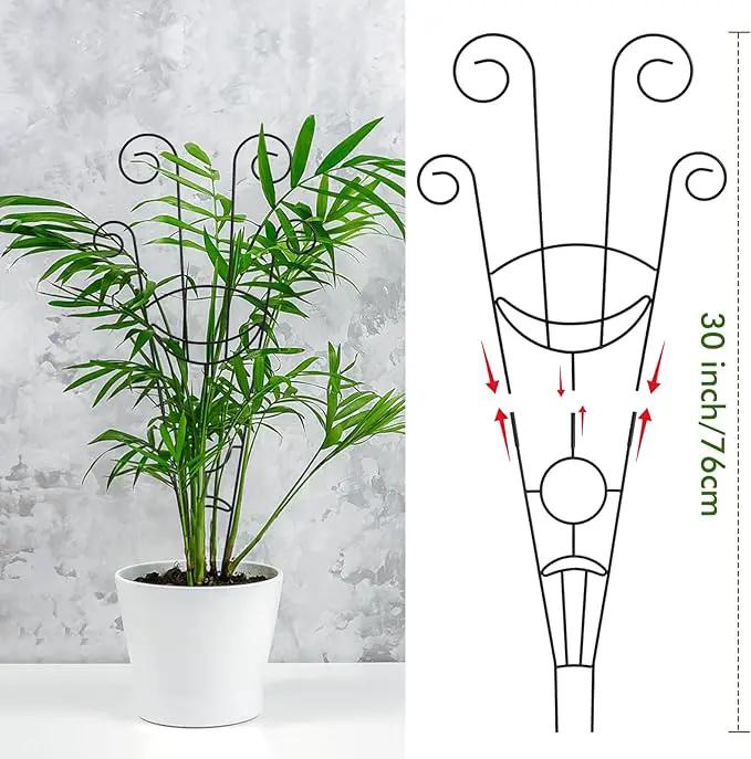ZOUTOG Trellis for Climbing Plants Indoor 30 Inch, Houseplant Trellis for Potted Plants Metal 4Pcs for Vine Ivy Flower Support,Moon Shape,Black by GreenHaven Gardens