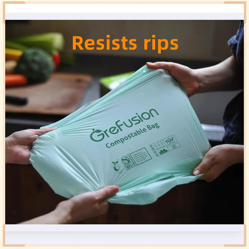 Compostable Trash Bags with handle-tie,Garbage Bags, 2.6 Gallon,Food Waste Bags,Small trash bags for compost bin kitchen,Certified by BPI and OK Compost (2.6G-50count) by GreenHaven Gardens