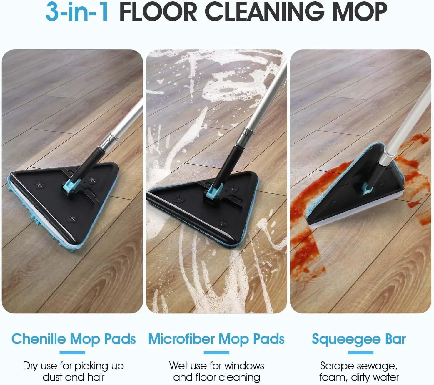 25 Feet High Ceilings Baseboard Wall Cleaner Mop with 18 Ft Extension Pole, Cobweb Duster, Window Cleaning Squeegee Kit (18ft) by GreenHaven Gardens