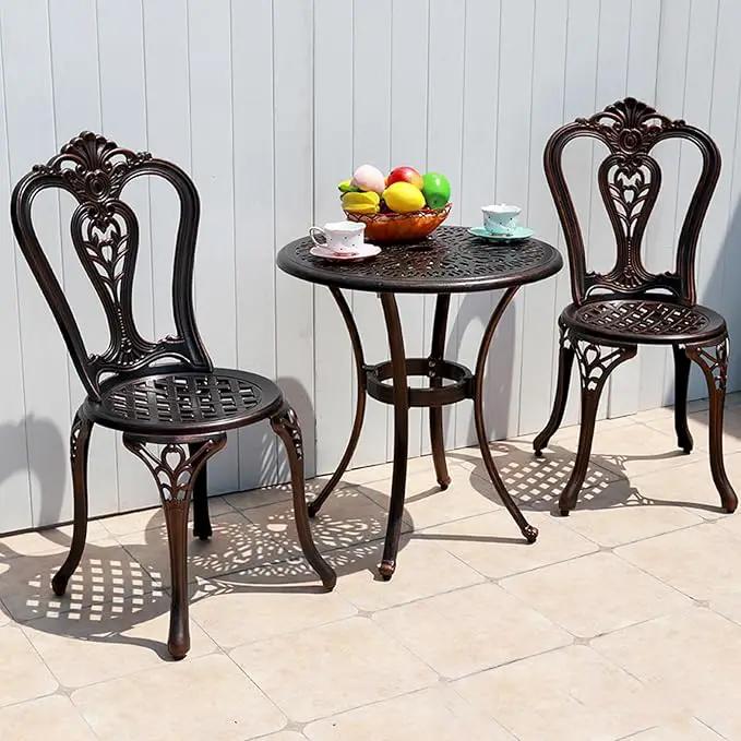 Outdoor Dining Chair Cast Aluminum Patio Chairs Set of 2 All-Weather Patio Dining Chair with Adjustable Feet for Backyard Garden (Crown Chair) by GreenHaven Gardens