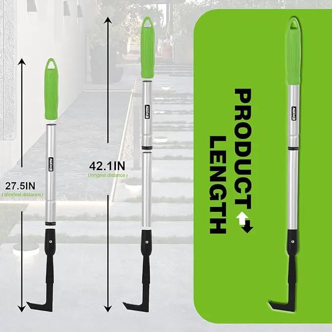 Adjustable Crack Weeder with 42.1IN Long Handle, L-Shaped Blade Serrated Edges for Digging Roots,Cutting Weeds,Removing Moss Between Driveway and Sidewalk Cracks by GreenHaven Gardens